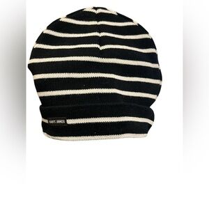 Saint James Black and White Striped Beanie